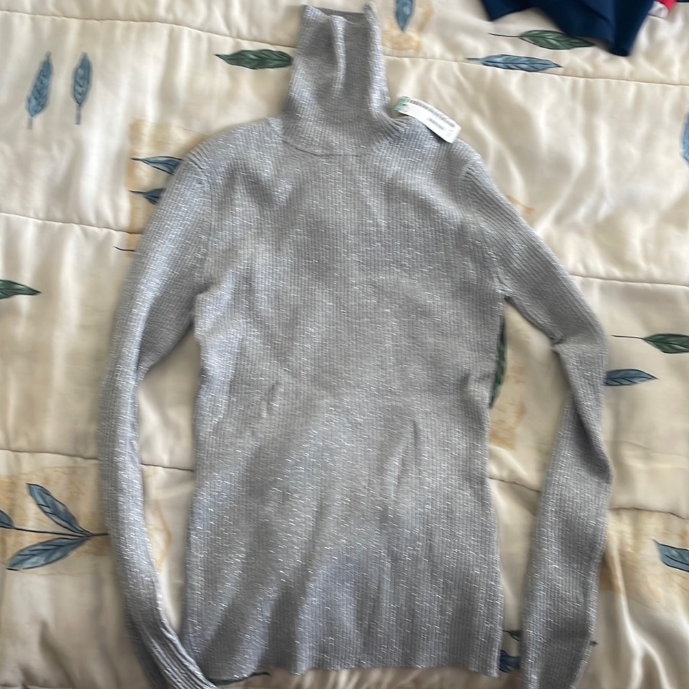 Brand new small womens sparking silver grey turtleneck